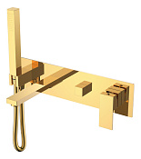 Boheme Qubic Смеситель встраиваемый с душевым набором - ручной душ, излив 21 см, шланг, цвет: gold 474-2-G