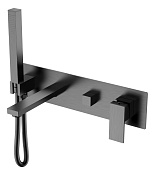 Boheme Qubic Смеситель встраиваемый с душевым набором - ручной душ, излив 21 см, цвет: gun metall 474-2-GM