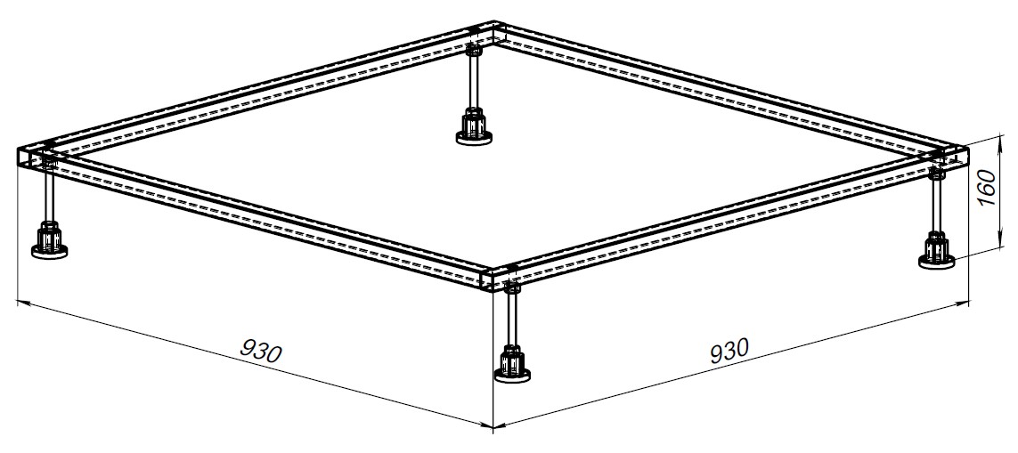 Allen Brau Каркас для поддона 93x93x16h см 8.00002