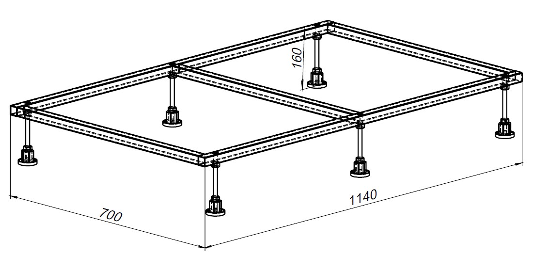 Allen Brau Каркас для поддона 114x70x16h см 8.00003