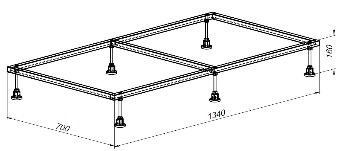 Allen Brau Каркас для поддона 134x70x16h см 8.00005