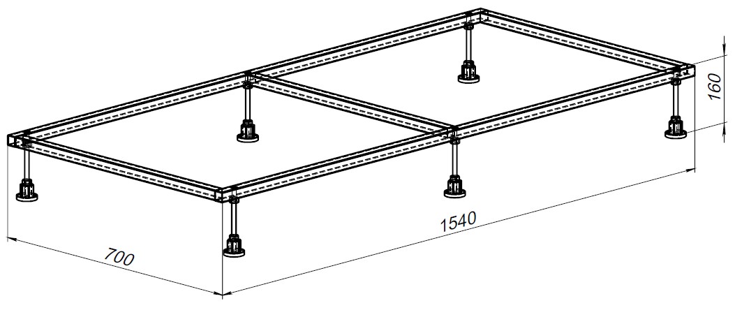 Allen Brau Каркас для поддона 154x70x16h см 8.00007