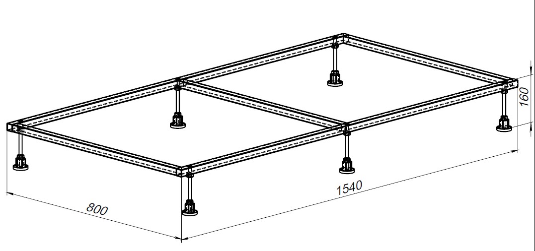 Allen Brau Каркас для поддона 154x80x16h см 8.00008