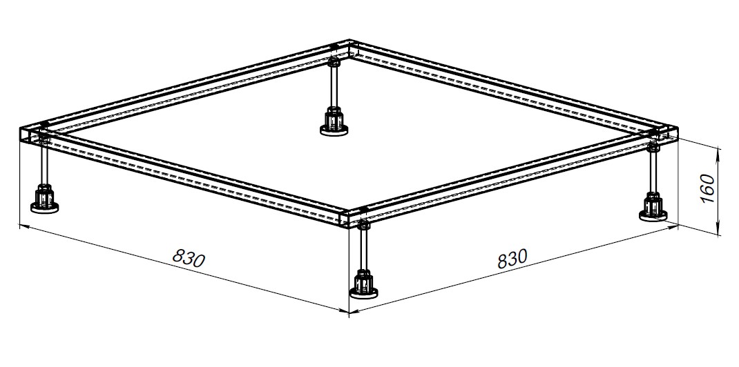 Allen Brau Каркас для поддона 83x83x16h см 8.00001