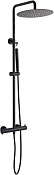 Allen Brau Fantasy Душевая стойка: термостат, ручной и верхний душ, шланг 150 см, цвет: черный мат 5.11001-31