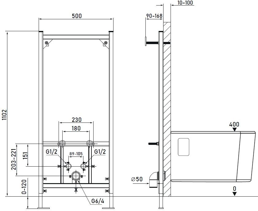 Allen Brau Base Инсталляция для биде 50x26,8x122,2h см, цвет: синий 9.30001.20