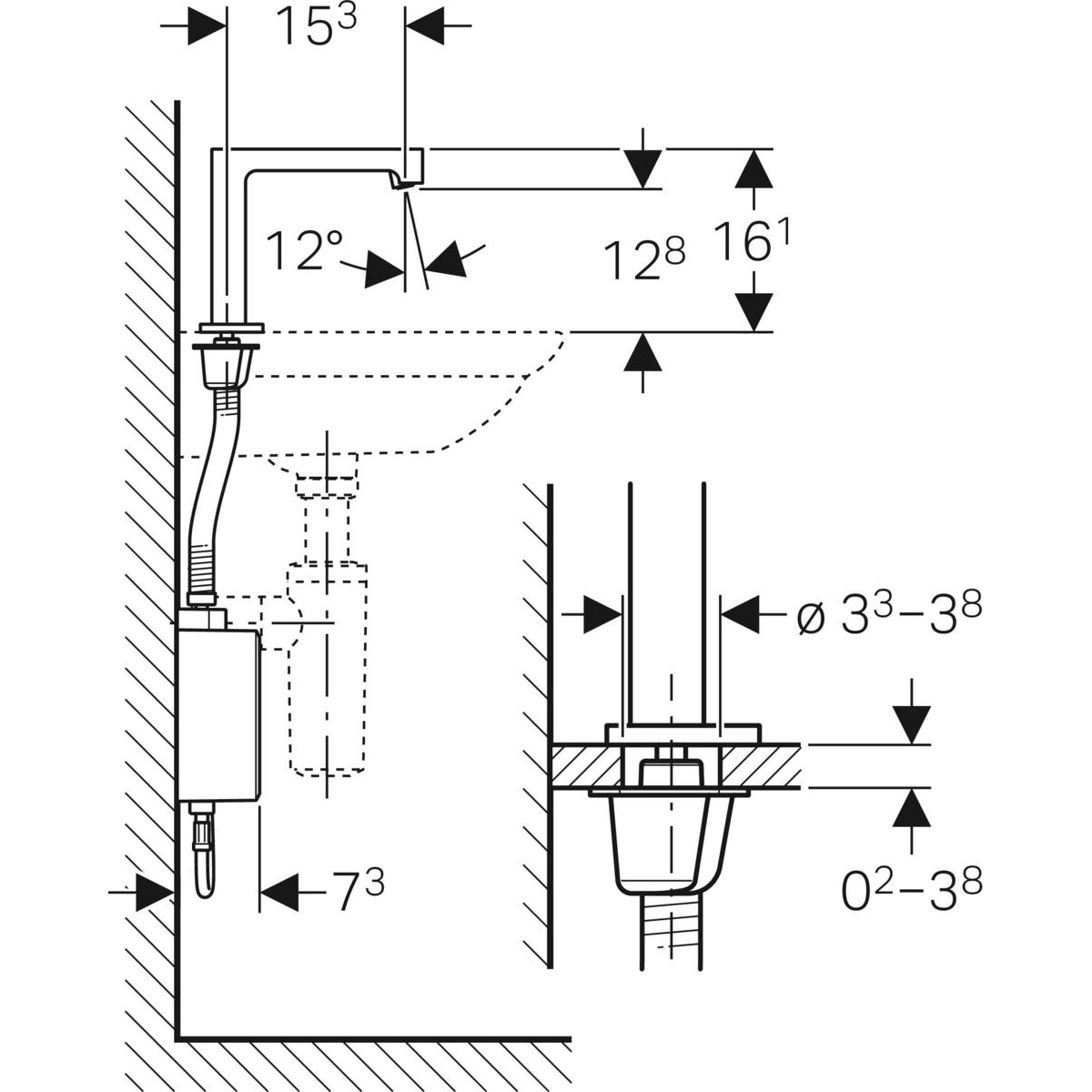 Geberit Brenta Смеситель для раковины, сенсорный, батарейки, цвет: хром 116.174.21.1