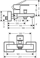 Hansgrohe Vernis Shape Смеситель для ванны, излив 16,6 см, цвет: хром 71450000