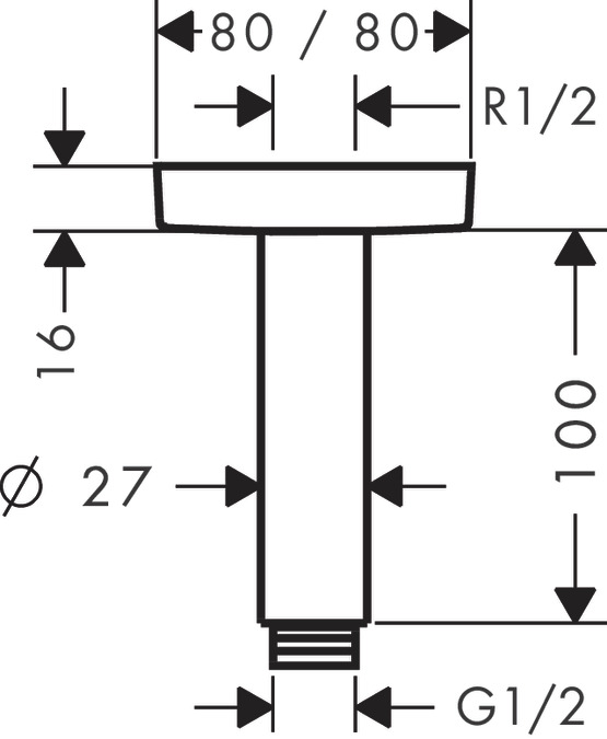 Hansgrohe Кронштейн потолочный E 11,6 см, цвет: хром 27467000