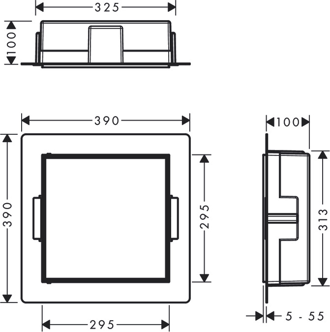 Hansgrohe XtraStoris Rock Полка в нишу встраиваемая 30х10х30h см, с дверью, цвет: нержавеющая сталь 56085800