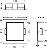 Hansgrohe XtraStoris Rock Полка в нишу встраиваемая 30х10х30h см, с дверью, цвет: нержавеющая сталь 56085800