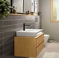 Hansgrohe Rebris E Смеситель для раковины однорычажный, с донным клапаном, цвет: матовый черный 72557670