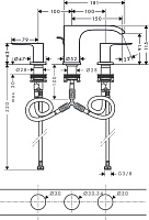 Hansgrohe Vivenis Смеситель для раковины на 3 отверстия двухвентильный, цвет: матовый черный 75033670