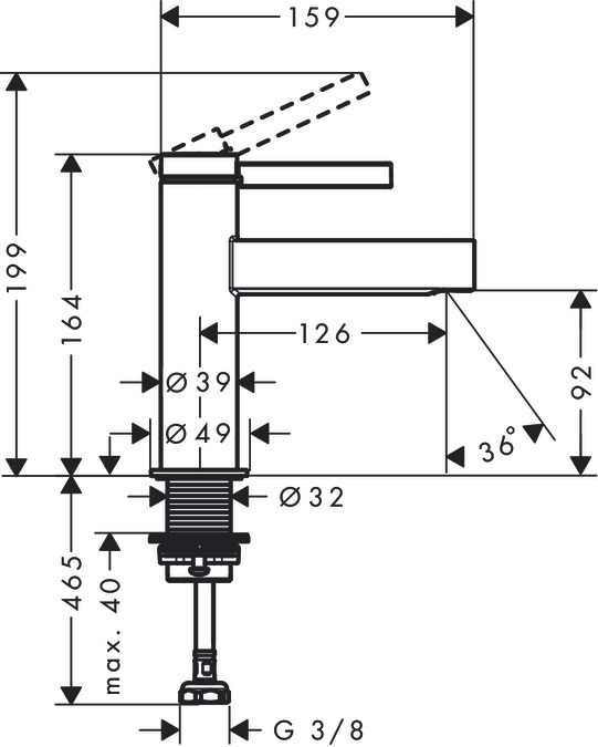 Hansgrohe Finoris Кран для раковины для холодной воды без донного клапана, цвет: матовый черный 76013670