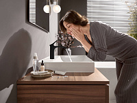 Hansgrohe Vivenis Смеситель для раковины однорычажный, без донного клапана, цвет: матовый черный 75022670
