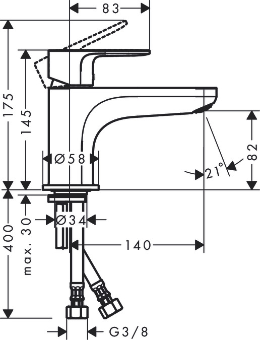Hansgrohe Rebris S Смеситель на борт ванны однорычажный Monotrou, 2 режима расхода воды, цвет: хром 72434000