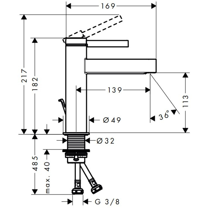 Hansgrohe Finoris Смеситель для раковины однорычажный, с донным клапаном, цвет: матовый белый 76020700