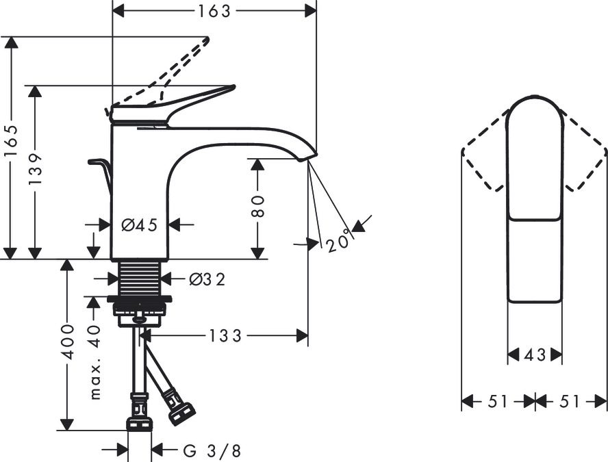 Hansgrohe Vivenis Смеситель для раковины однорычажный, с донным клапаном, цвет: матовый белый 75010700