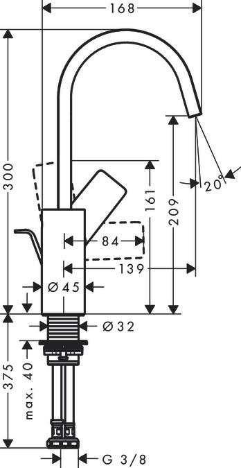 Hansgrohe Vivenis Смеситель для раковины однорычажный 210 с поворотным изливом, цвет: матовый черный 75030670