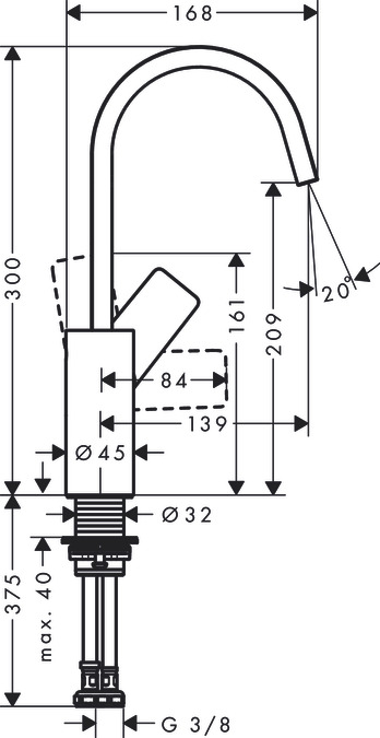 Hansgrohe Vivenis Смеситель для раковины однорычажный 210 с поворотным изливом, цвет: матовый черный 75032670