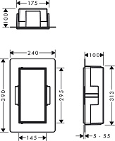 Hansgrohe XtraStoris Rock Полка в нишу встраиваемая 30х14х30h см, с дверью, цвет: матовый черный 56082670