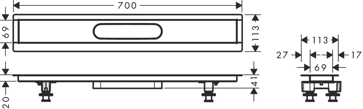 Hansgrohe RainDrain Внутренняя часть трапа 70 см цвет: серый 56011180