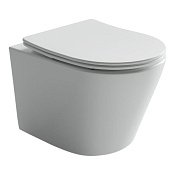 Ceramicanova Balearica Унитаз подвесной 36,5х49 см, безободковый с крышкой, цвет: белый глянцевый CN6000