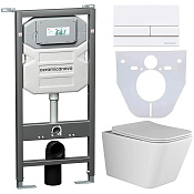 Ceramicanova Metric Комплект: инсталляция, унитаз, клавиша, шумоизоляция, цвет: белый глянцевый CN3007_1002W_1000