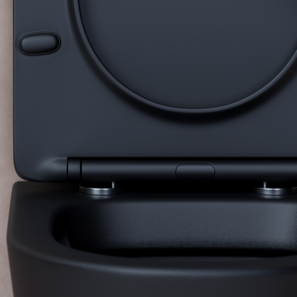 Ceramicanova Balearica Унитаз подвесной 36,5х49 см, безободковый с крышкой, цвет: черный матовый CN6000MB