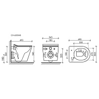 Ceramicanova Balearica Унитаз подвесной 36,5х49 см, безободковый с крышкой, цвет: черный матовый CN6000MB