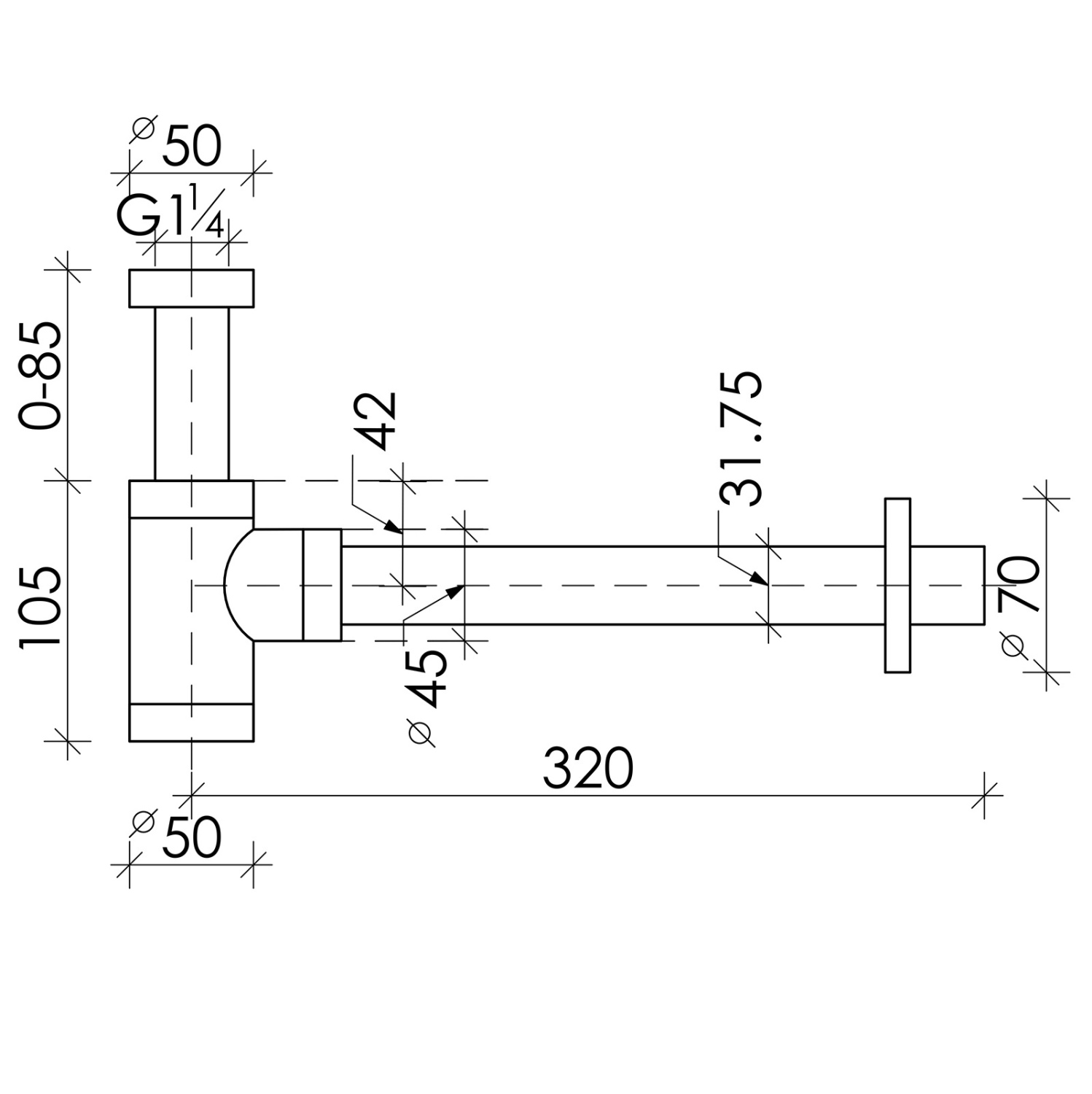 Ceramicanova Сифон для раковины, круглый, латунь/нержавеющая сталь, цвет: хром глянцевый 70001CH