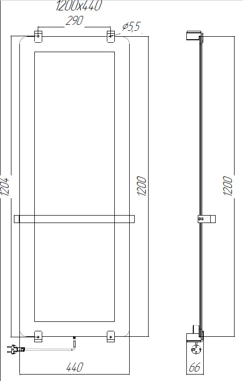 Allen Brau Infinity Полотенцесушитель электрический 44x6,6x120h см, цвет: черный 00305020