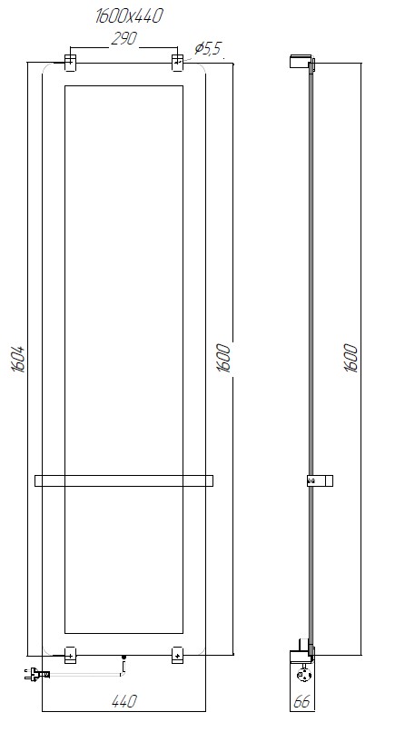 Allen Brau Infinity Полотенцесушитель электрический 44x6,6x160h см, цвет: черный 00305022