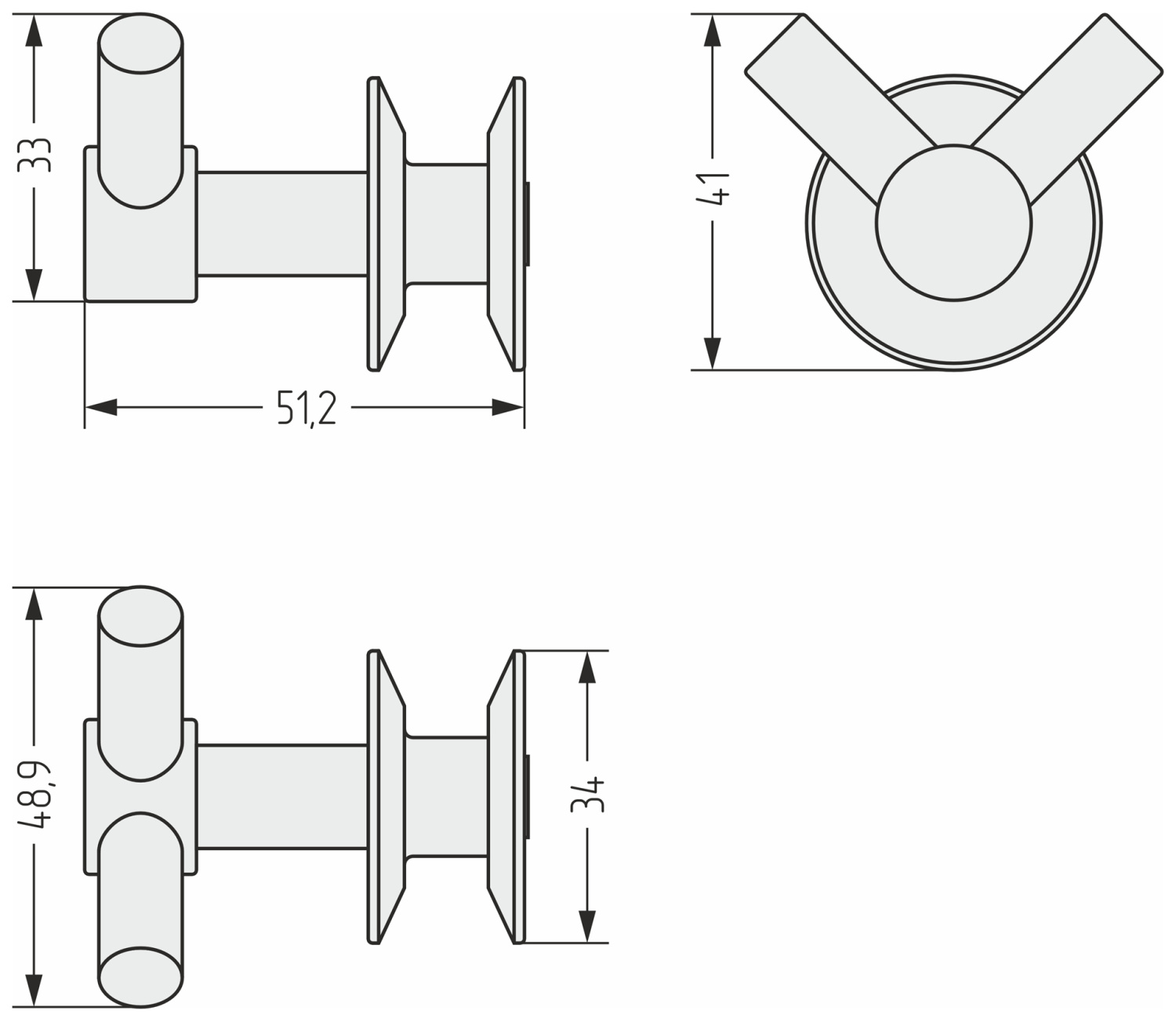 Сунержа Виктория Крючок двойной подвесной для полотенцесушителя, цвет: без покрытия 00-2010-0002