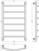 Сунержа Галант+ Полотенцесушитель водяной для ГВС 55x86,2h см, нижнее, состар. латунь 051-0200-8050