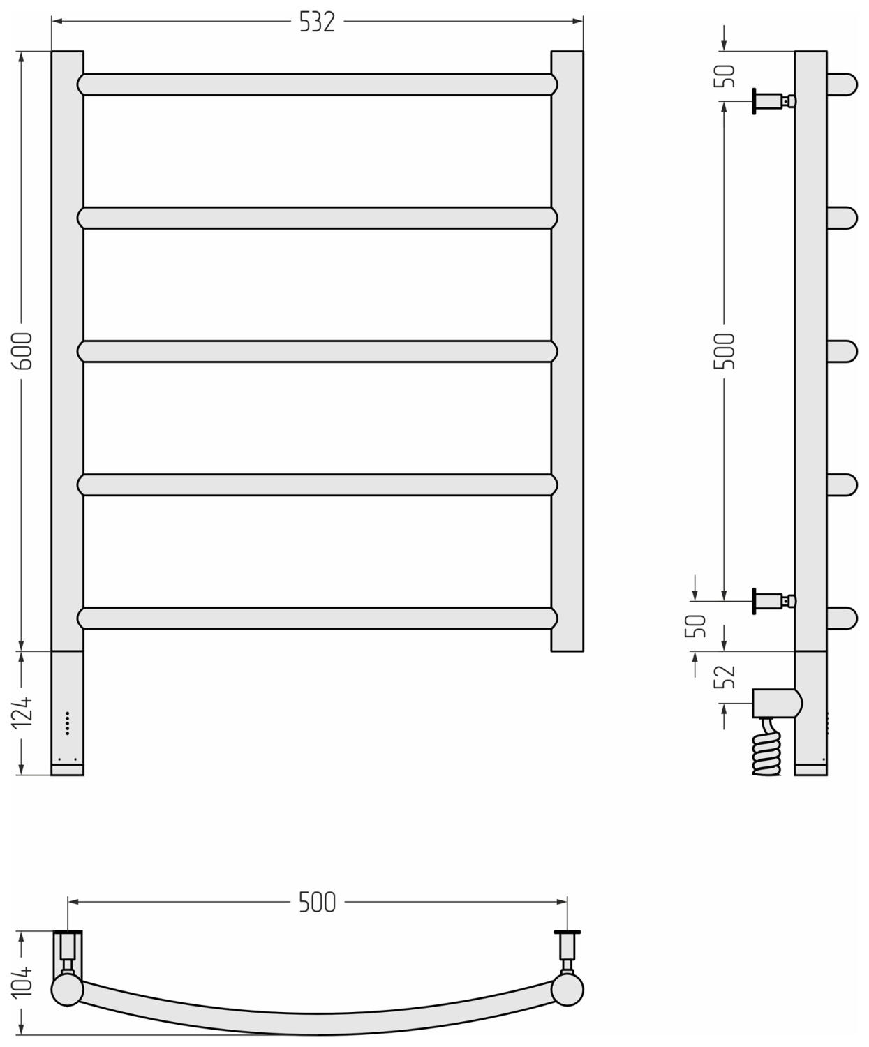 Сунержа Галант 3.0 Полотенцесушитель электрический 50х60h см, лев., состар. латунь 051-5800-6050