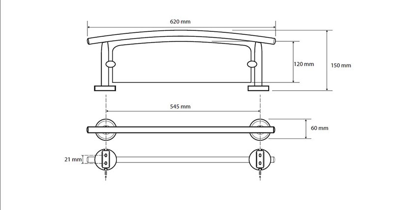 Bemeta Alfa Полочка стеклянная, подвесная 62x15x6h см, цвет: хром 102402243