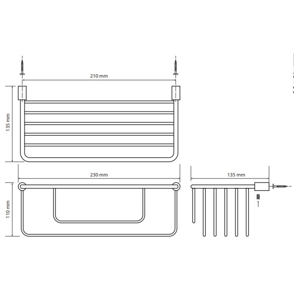 Bemeta Cytro Полочка решетка, прямоугольная, подвесная, 21x13,5x11h см, цвет: хром 146208152