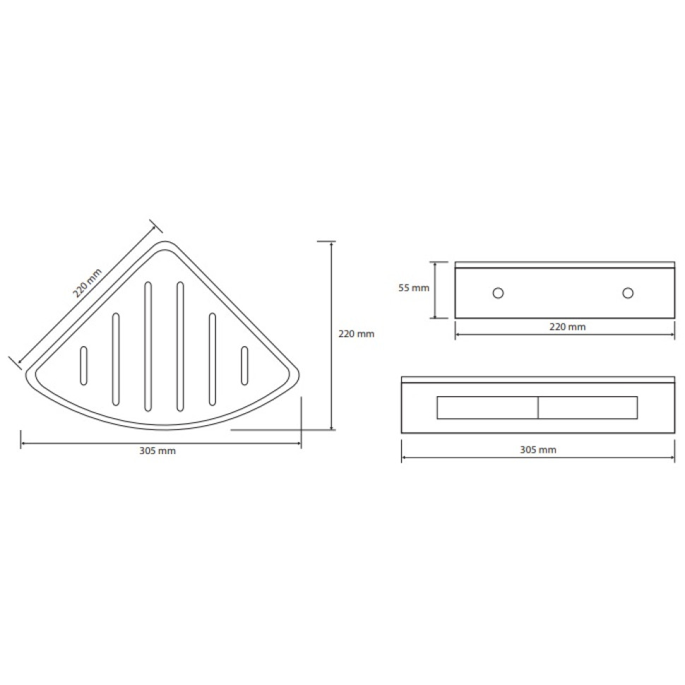 Bemeta Cytro Полочка угловая, подвесная, 30,5x22x5,5h см, цвет: хром 146208016