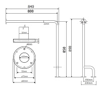 Bemeta Help Пopучeнь опорный, левый 23x84x89h см, цвет: белый 301112134
