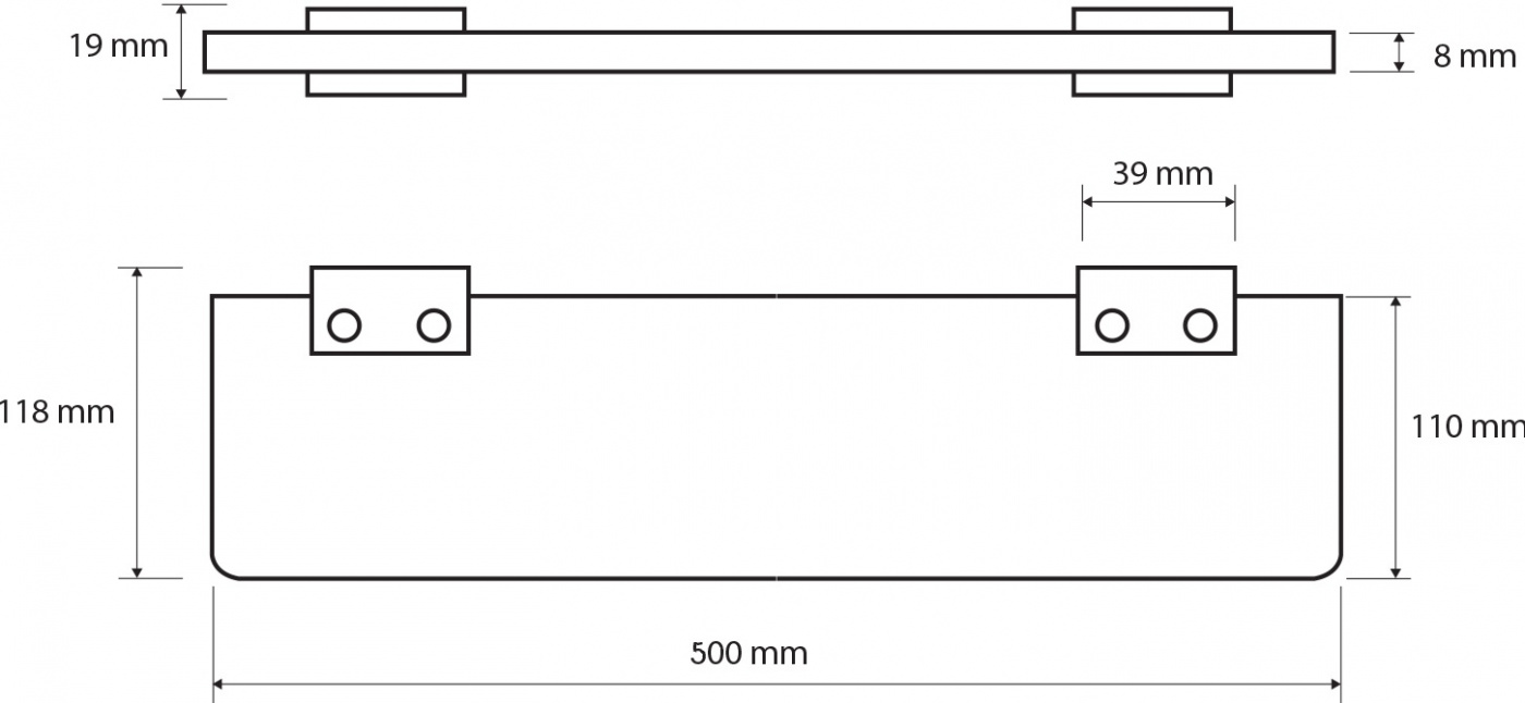 Bemeta Via Полка подвесная, стеклянная  50x11,8x1,9h см, цвет: хром 135002352