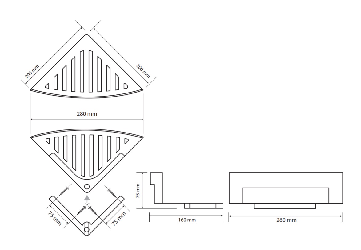 Bemeta Cytro Полочка угловая, подвесная, 28x16x7,5h см, цвет: хром 102208282