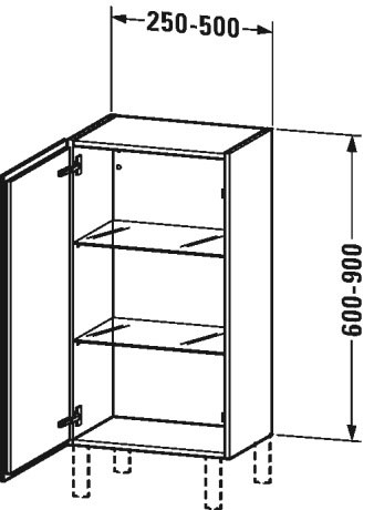 Duravit L-Cube Шкаф подвесной 50х30х90h см, цвет: капучино LC1189L8686
