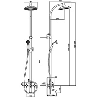 Timo Nelson Душевая стойка с верхним душем диаметром 25 см, 20,5x150,3h см, цвет: бронза SX-1090