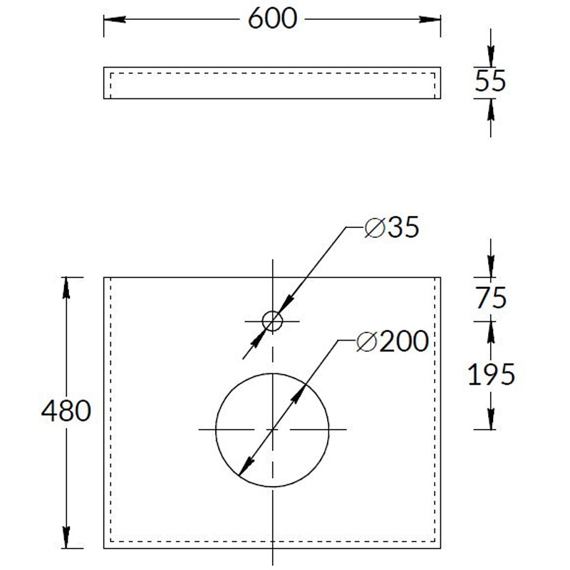 Kerama Marazzi Canaletto Столешница для накладных раковин 60x48x5,5h см, цвет: беж. CN60.SG560400R