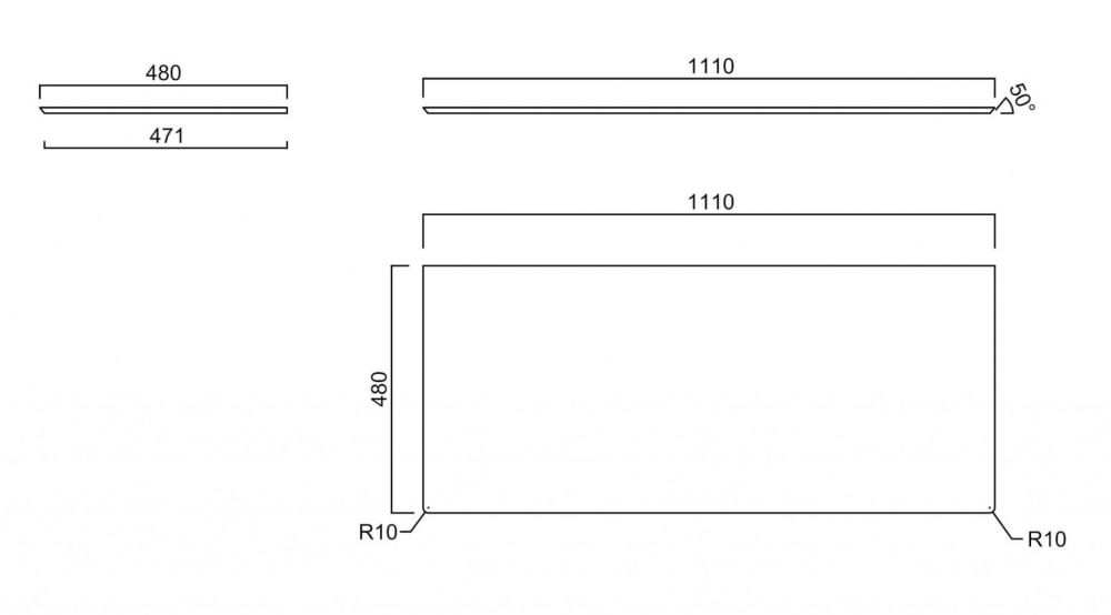 Kerama Marazzi Plaza Столешница без отверстий 117x48x1,1h см, цвет: серый PL4.DL500900R.120