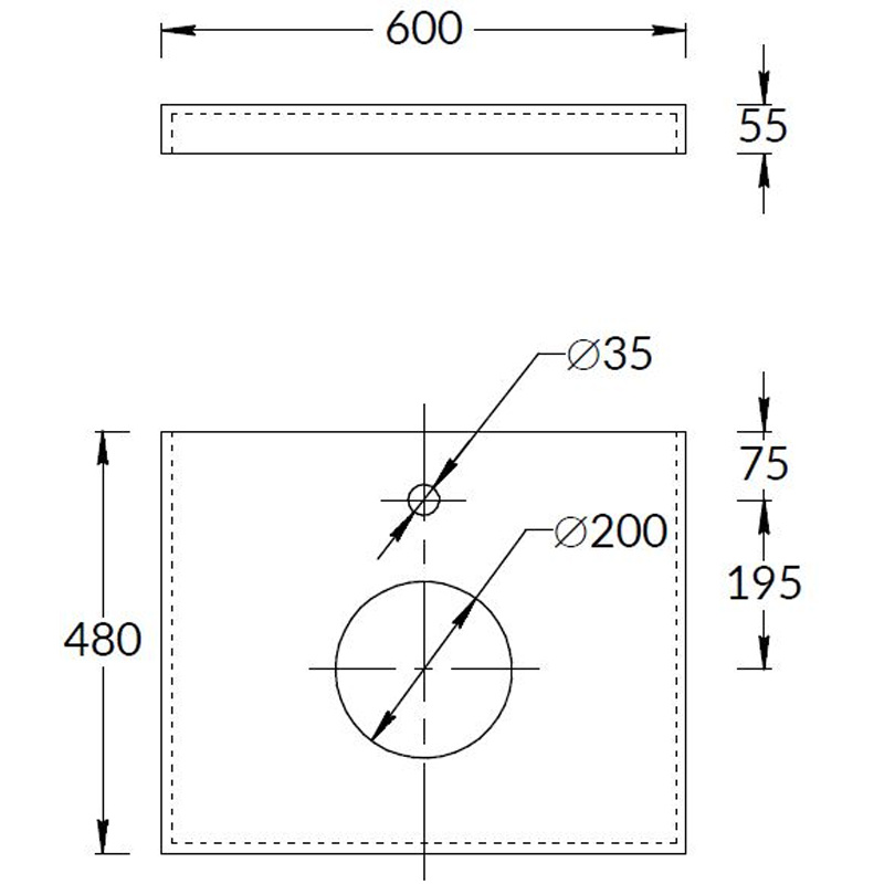 Kerama Marazzi Canaletto Столешница для накладных раковин 59,6x47,8x5,8h см, серый CN60.DL501300R