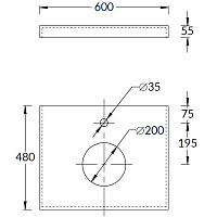 Kerama Marazzi Canaletto Столешница для накладных раковин 59,6x47,8x5,8h см, серый CN60.DL501300R