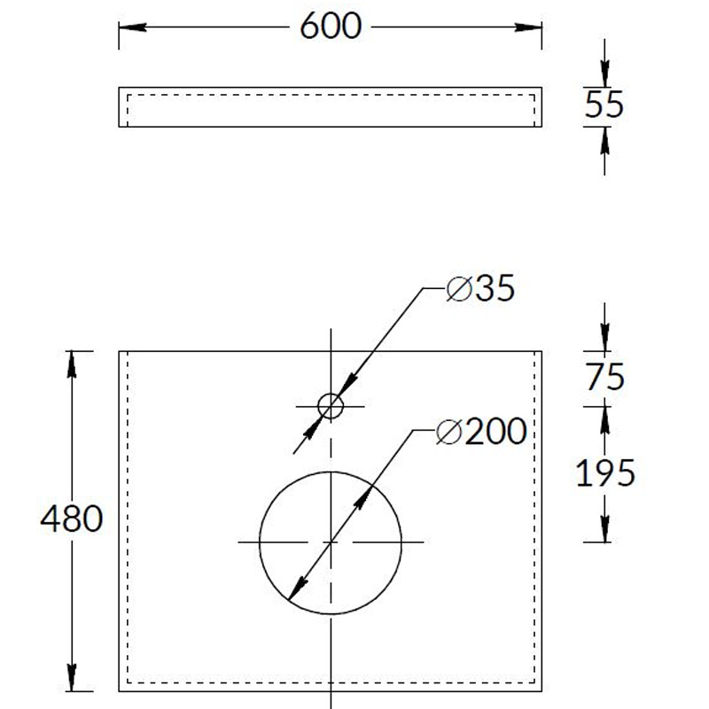 Kerama Marazzi Canaletto Столешница для накладных раковин 60x48x5,5h см, цвет: серый CN60.SG560702R