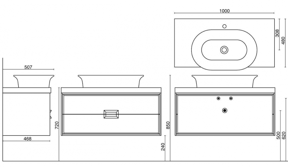 Kerama Marazzi Canaletto Столешница для накладных раковин 99,6x47,8x5,9h см, серый CN100.DL501300R